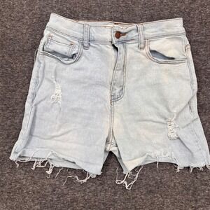 Vibrant‎ M.I.U. Womens Light Wash Distressed High Rise Denim Shorts Size 9 W28